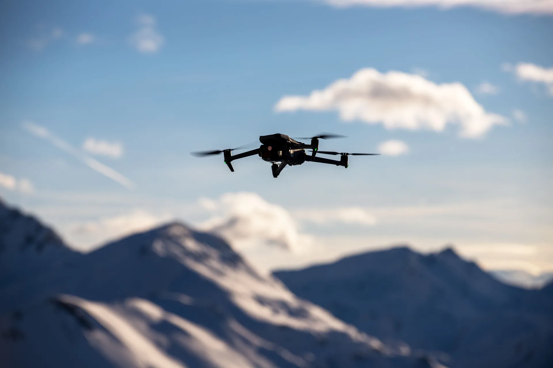 Drone over mountain range